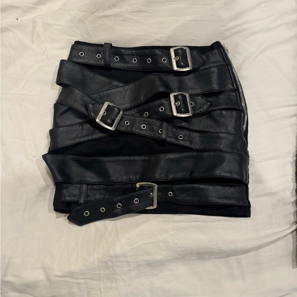 Current Mood Black Strap Mini Skirt